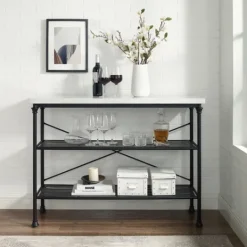 Kirkland's Home Faux Marble Top 3-Tier Melody Console Table- Console Tables