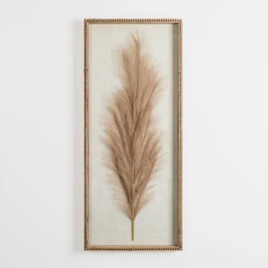 Kirkland's Home Faux Pampas Grass Beaded Frame Wall Plaque- Wall Plaques