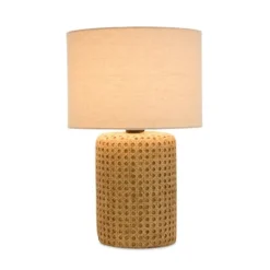Kirkland's Home Faux Woven Wood And Linen Table Lamp- Table Lamps