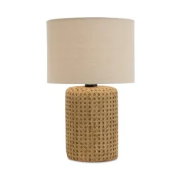 Kirkland's Home Faux Woven Wood And Linen Table Lamp- Table Lamps