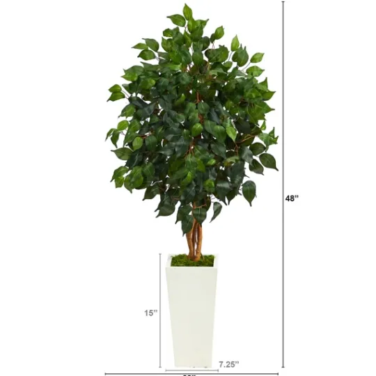Kirkland's Home Ficus Tree In Mossy Tower Planter- Trees & Topiaries