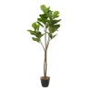 Kirkland's Home Fiddle Leaf Fig In Ribbed Rock Planter- Trees & Topiaries