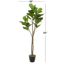 Kirkland's Home Fiddle Leaf Fig In Ribbed Rock Planter- Trees & Topiaries