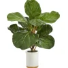 Kirkland's Home Fiddle Leaf Fig In White Ceramic Planter, 21 In.- Trees & Topiaries