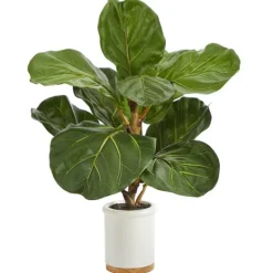 Kirkland's Home Fiddle Leaf Fig In White Ceramic Planter, 21 In.- Trees & Topiaries
