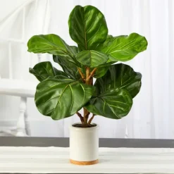 Kirkland's Home Fiddle Leaf Fig In White Ceramic Planter, 21 In.- Trees & Topiaries