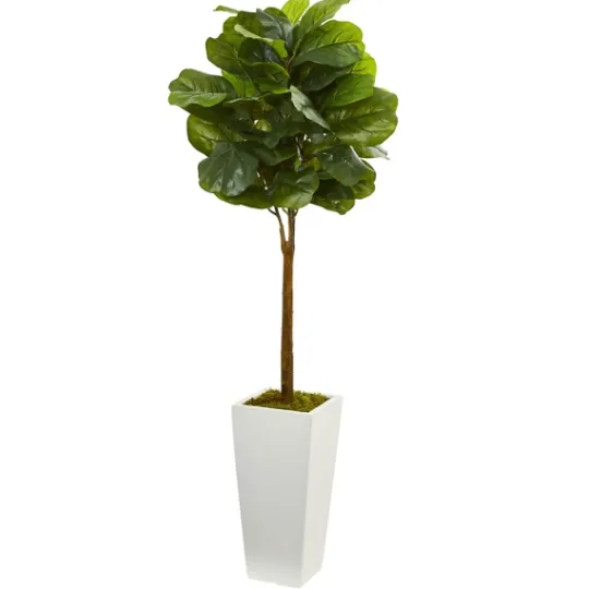 Kirkland's Home Fiddle Leaf Fig In White Tower Planter- Trees & Topiaries