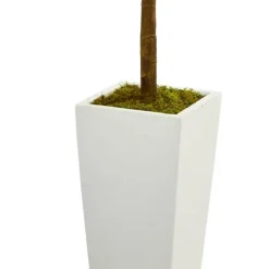 Kirkland's Home Fiddle Leaf Fig In White Tower Planter- Trees & Topiaries