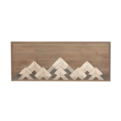 Kirkland's Home Fir Wood Abstract Mountain Range Plaque- Wall Plaques