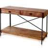 Kirkland's Home Fir Wood And Steel Cross Frame Console Table- Console Tables