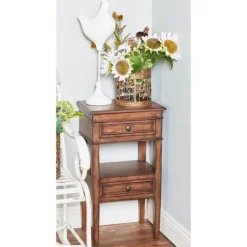 Kirkland's Home Fir Wood Tiered Side Table- Accent & End Tables