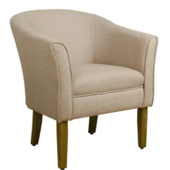 Kirkland's Home Flax Brown Modern Barrel Accent Chair- Accent Chairs