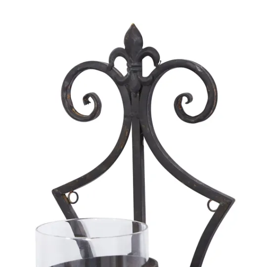 Kirkland's Home Fleur Distressed Black Iron Sconce, 31 In.- Sconces