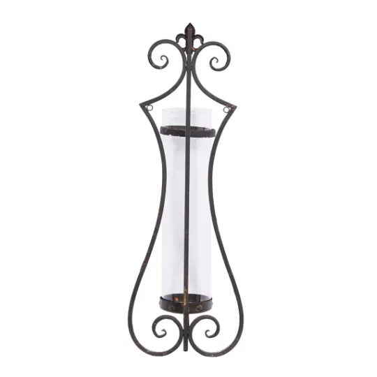 Kirkland's Home Fleur Distressed Black Iron Sconce, 31 In.- Sconces