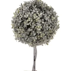 Kirkland's Home Flocked Double Ball Boxwood Bush In Wood Box- Trees & Topiaries