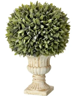 Kirkland's Home Flocked Sage Ball In Urn Arrangement, 15 In.- Trees & Topiaries