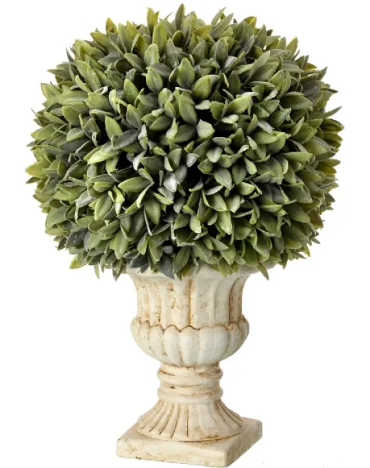 Kirkland's Home Flocked Sage Ball In Urn Arrangement, 15 In.- Trees & Topiaries