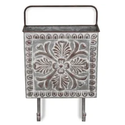 Kirkland's Home Floral Embossed Metal Wall Pocket- Wall Storage