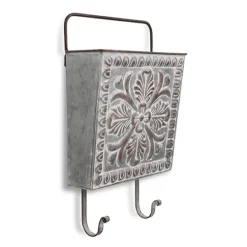 Kirkland's Home Floral Embossed Metal Wall Pocket- Wall Storage