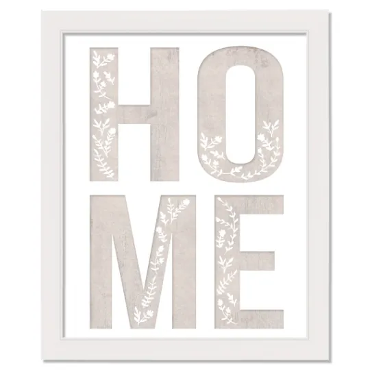 Kirkland's Home Floral Home White Framed Canvas Art Print- Wall Quotes & Signs