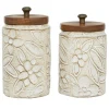 Kirkland's Home Floral Jars With Wood Lids, Set Of 2- Decorative Bowls & Jars
