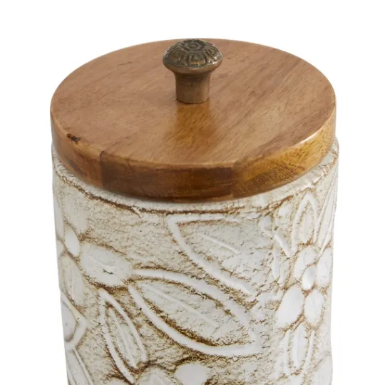 Kirkland's Home Floral Jars With Wood Lids, Set Of 2- Decorative Bowls & Jars