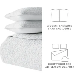 Kirkland's Home Floral Stitch 3-Pc. King Quilt Set- Quilts