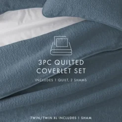 Kirkland's Home Floral Stitch 3-Pc. Queen Quilt Set- Quilts