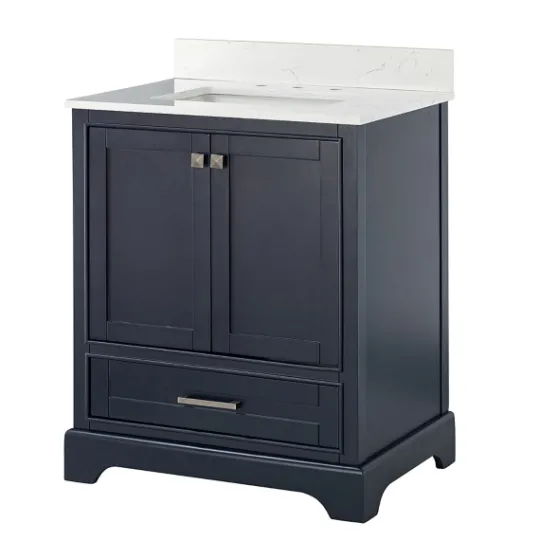 Kirkland's Home Florence Navy Wood Backsplash Sink Vanity- Bathroom Furniture