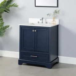 Kirkland's Home Florence Navy Wood Backsplash Sink Vanity- Bathroom Furniture