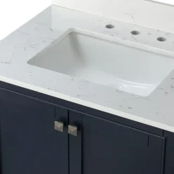 Kirkland's Home Florence Navy Wood Backsplash Sink Vanity- Bathroom Furniture