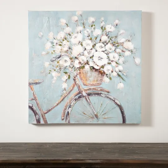 Kirkland's Home Flower Basket On Bike Canvas Art Print- Canvas Art