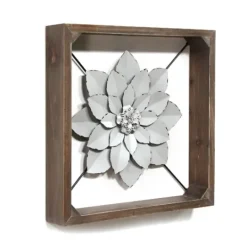 Kirkland's Home Flower Metal Framed Plaque- Wall Plaques