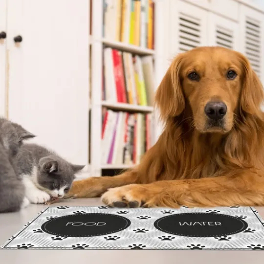 Kirkland's Home Food And Water Bowl Floor Mat, 15X23- Kitchen & Floor Mats