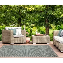 Kirkland's Home Forest Geo Lattice Outdoor Area Rug, 4X7- Outdoor Rugs