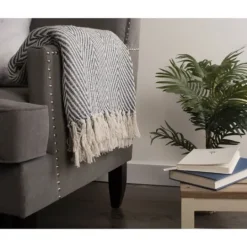 Kirkland's Home French Chevron And Fringe Throw- Blankets & Throws