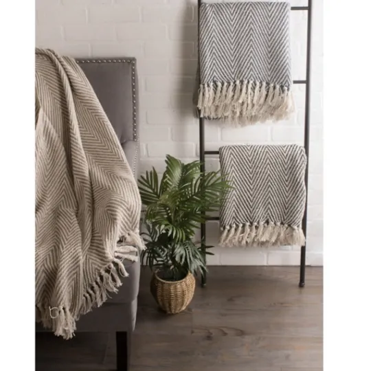 Kirkland's Home French Chevron And Fringe Throw- Blankets & Throws