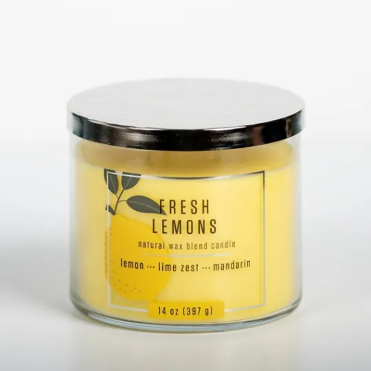 Kirkland's Home Fresh Lemons 14 Oz. Triple Wick Jar Candle- Candles