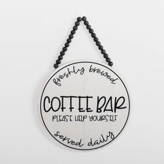 Kirkland's Home Freshly Brewed Coffee Round Beaded Wall Plaque- Wall Quotes & Signs