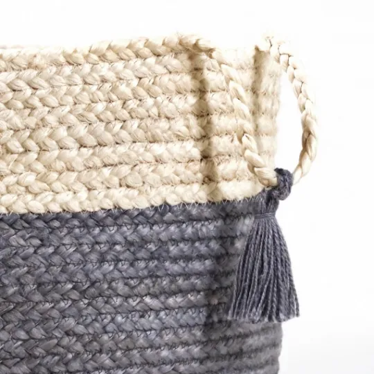 Kirkland's Home Frost Gray Bold Striped Jute Basket, 17 In.- Baskets & Boxes