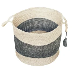 Kirkland's Home Frost Gray Bold Striped Jute Basket, 17 In.- Baskets & Boxes