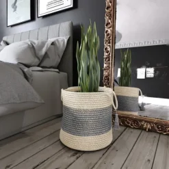 Kirkland's Home Frost Gray Bold Striped Jute Basket, 19 In.- Baskets & Boxes
