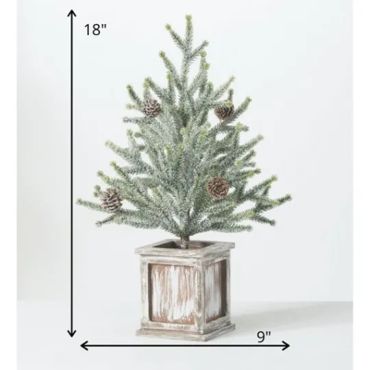 Kirkland's Home Frosted Pinecone Tree In Whitewash Planter, 18 In.- Trees & Topiaries