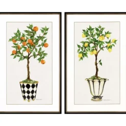 Kirkland's Home Fruit Topiary Giclee Black Framed Prints, Set Of 2- Framed Art
