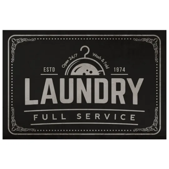 Kirkland's Home Full Service Laundry Black Floor Mat, 24X36- Kitchen & Floor Mats
