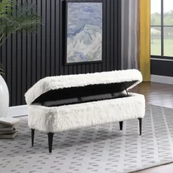 Kirkland's Home Fur Storage Bench- Benches & Ottomans