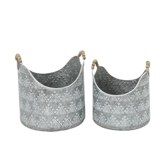 Kirkland's Home Galvanized Bead Handle Buckets, Set Of 2- Decorative Accents