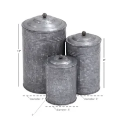 Kirkland's Home Galvanized Metal Lid 3-Pc. Decorative Jar Set- Decorative Bowls & Jars