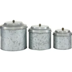 Kirkland's Home Galvanized Metal 3-Pc. Decorative Jar Set- Decorative Bowls & Jars