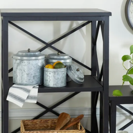 Kirkland's Home Galvanized Metal 3-Pc. Decorative Jar Set- Decorative Bowls & Jars